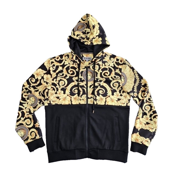 Stacy Adams Baroque Designer Style Full Zip Hoodie Size Large Luxury Y2K Luxe - Picture 1 of 16